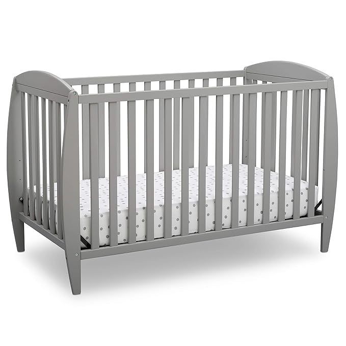 Delta Children Twinkle 4-in-1 Convertible Baby Crib, Easy to Assemble, Sustainable & Serta Perfect Start Dual Sided Baby Crib Mattress & Toddler Mattress - Waterproof - 6" Premium Sustainably