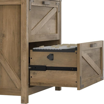 Bush Business Furniture Knoxville 2 Drawer Lateral File Cabinet, Farmhouse Document Storage Chest for Home Office, Reclaimed Pine