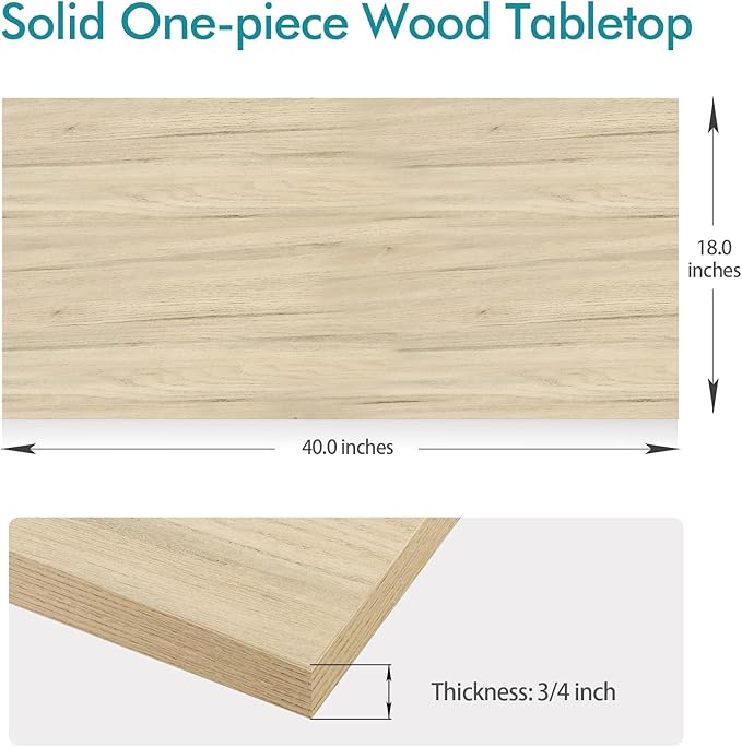 Kaboon Universal Tabletop 40"x18", Solid One-Piece Melamine Table Top, Double Desk L-Desk Floating Desk DIY, Home and Office Countertop, Oak