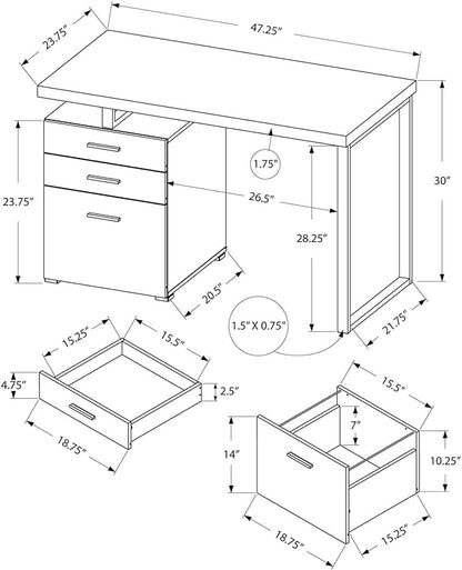 Monarch Specialties Hollow-Core Left or Right Facing Desk, 48-Inch Length, Cappuccino