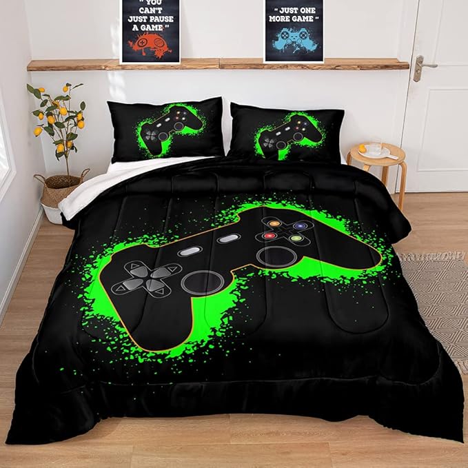 Gaming Comforter for Boys Teen,Game Contoller Bedding Set for Boys Kids,Down Alternative Comforter for All Season,Gamer Home Decor for Boys Comforter Set (Comforter-game38, Twin)