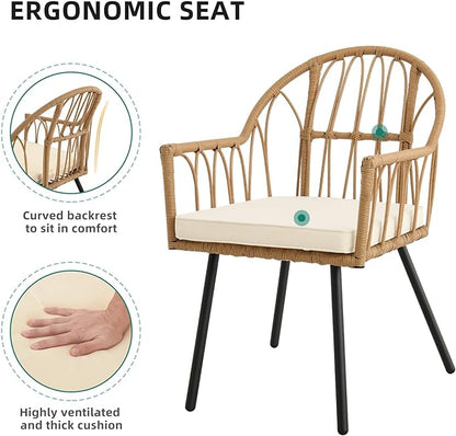 YITAHOME 5 Pieces Outdoor Patio Dining Table Chair Set,Wicker Patio Dining Set,Outdoor Rattan Dining Table Set for Patio, Backyard, Balcony, Garden (with Umbrella Hole)