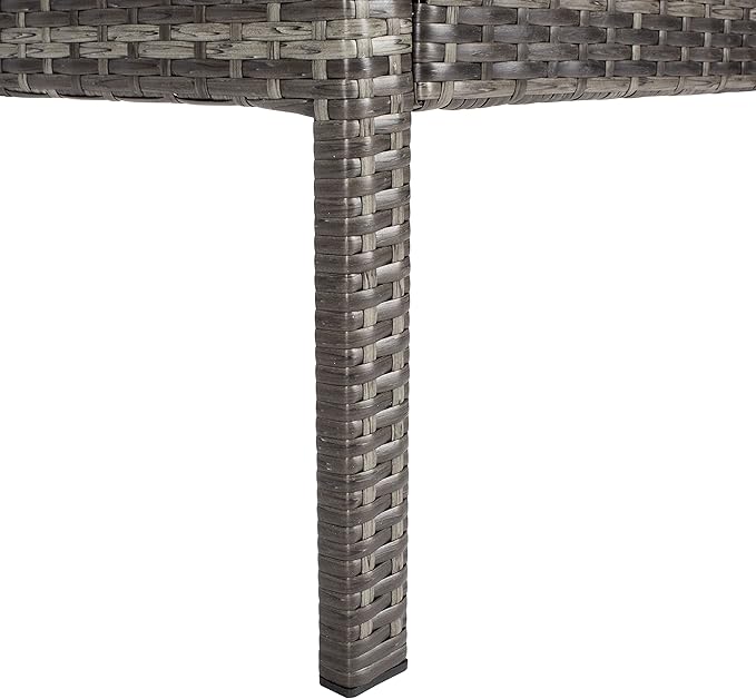 SAFAVIEH Outdoor Collection Bassey Grey Brown/White Cushion 4-Piece Conversation Patio Set PAT7507C