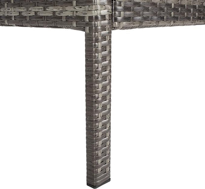 SAFAVIEH Outdoor Collection Bassey Grey Brown/White Cushion 4-Piece Conversation Patio Set PAT7507C