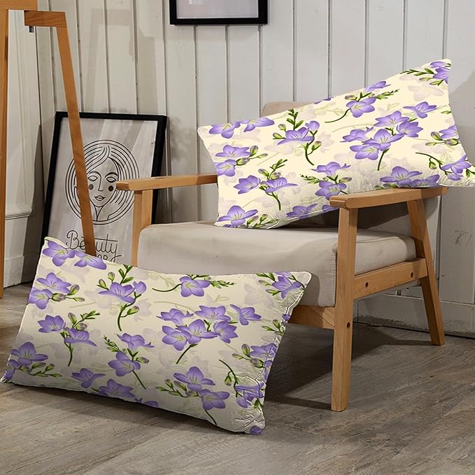 kxry Purple Flower Comforter Sets Bedding Sets Twin Size Comforter Set for Girls Women Kids 1 Comforter + 1 Pillow Case