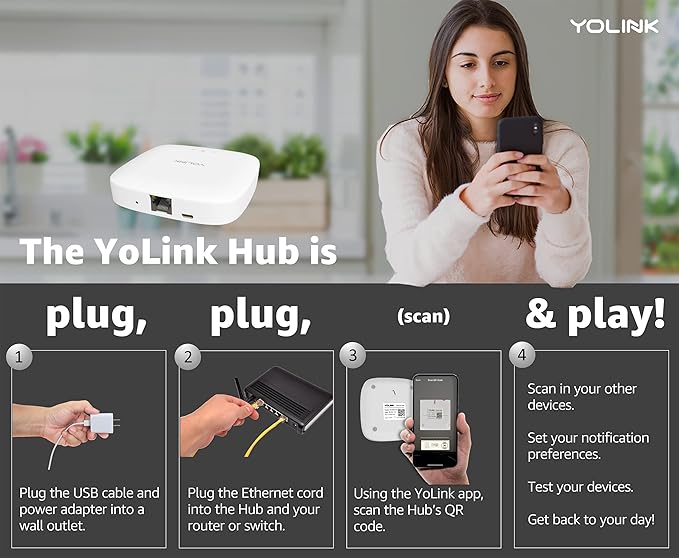 YoLink LoRa Smart Door Sensor Starter Kit: - 1/4 Mile Open-Air Range, Door Left-Open Reminders,5 Years Battery Life, SMS/Text, Email & App Alerts, Alexa, IFTTT, Home Assistant