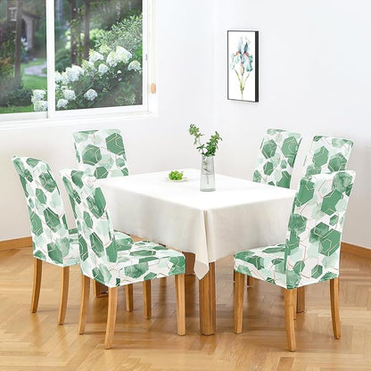 Gibelle Dining Room Chair Covers Set of 6, Soft Stretch Kitchen Chair Covers Slipcover Protector, Removable Washable Geometric Parson Chair Covers 6 Pack, Dark Cyan
