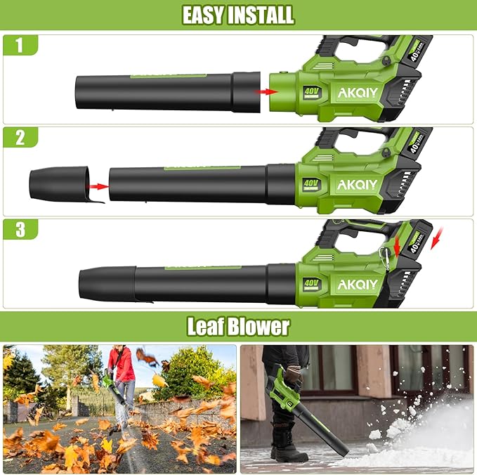 Cordless Leaf Blower - 105 MPH/530CFM, 40V Brushless Electric Leaf Blower with Turbine Fan Technology, 2X 5.0Ah Batteries and Charger with Shoulder Strap for Lawn Care, Yard, Garage Cleaning