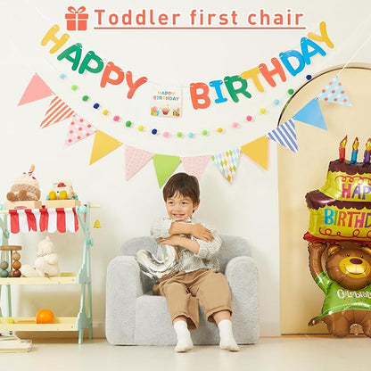 Toddler First Chair, Baby Chairs Comfy Toddler for Boys and Girls for Ages 18 Months and Up, Fits Any Decor (Grey)