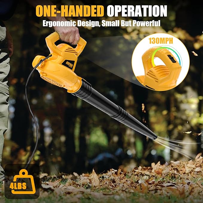 ALLOYMAN Electric Leaf Blower,7AMP Lawn Blower,130MPH Mini Leaf Blower Lightweight & Portable for Lawn Care/Snow Blowing