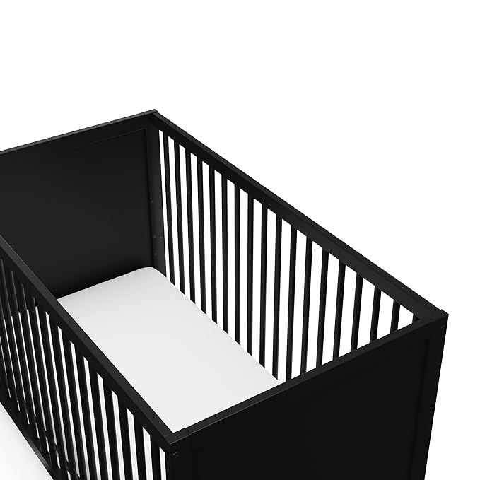 Storkcraft Calabasas 3-in-1 Convertible Crib (Black) – GREENGUARD Gold Certified, Fits Standard Crib Mattress, Converts to Toddler Bed, Modern Style, Easy 30-Minute Assembly