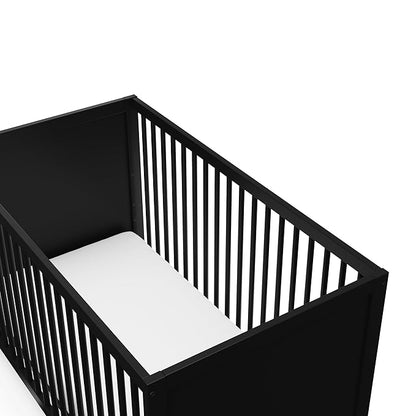 Storkcraft Calabasas 3-in-1 Convertible Crib (Black) – GREENGUARD Gold Certified, Fits Standard Crib Mattress, Converts to Toddler Bed, Modern Style, Easy 30-Minute Assembly