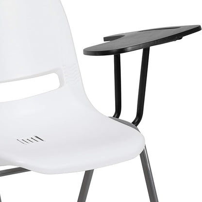Flash Furniture HERCULES 5 Pack White Ergonomic Shell Chair with Left Handed Flip-Up Tablet Arm