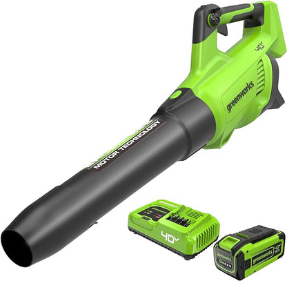 Greenworks 40V (160 MPH / 700 CFM) Cordless Brushless Axial Leaf Blower, 8.0Ah Battery and Charger Included