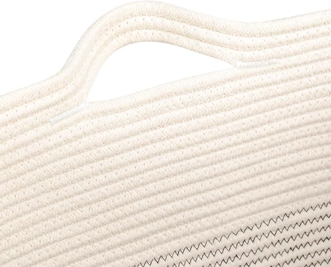 Cloth Large Blanket Basket,Storage Basket Bins Rectangle Small Woven Baskets for Storage, Nursery Cotton Rope Basket Living Room, Toy Basket For Organizing, Clothes Laundry Baskets set of 2