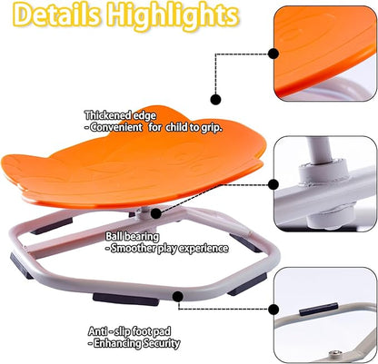 Autism Kids Swivel Chair, Spinning Chair for Kids Sensory, Kids Swivel Chair Sensory, Sensory Toy Chair, Carousel Spin Sensory Chair, Training Body Coordination (Orange)