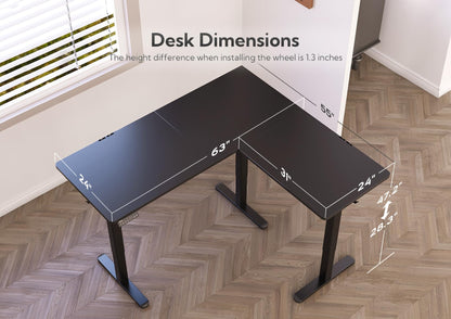 Claiks L Shaped Standing Desk Adjustable Height, Dual Motor Electric Corner Standing Desk, 63x55 inch Sit Stand up Desk with Splice Board, White