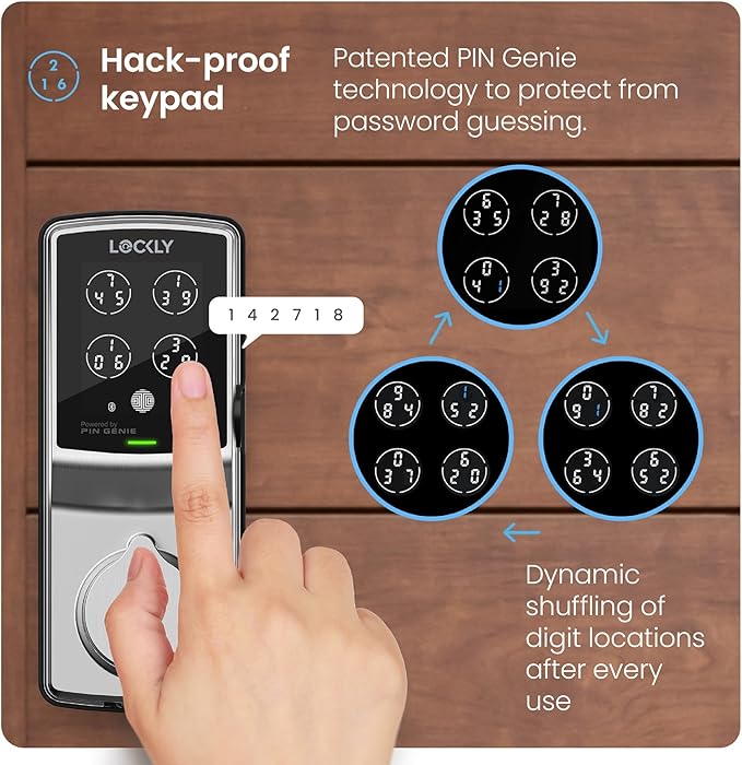 Lockly Secure Pro Wi-Fi Smart Door Lock, Keyless Entry with PIN Genie® Digital Keypad, 3D Biometric Fingerprint Sensor Front Door Lock Deadbolt, Voice Control & Auto Lock - Deadbolt Edition