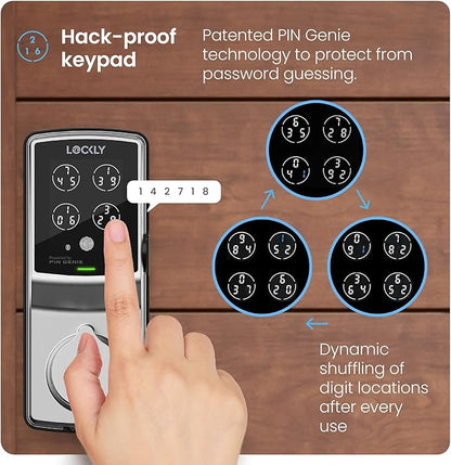 Lockly Secure Pro Wi-Fi Smart Door Lock, Keyless Entry with PIN Genie® Digital Keypad, 3D Biometric Fingerprint Sensor Front Door Lock Deadbolt, Voice Control & Auto Lock - Deadbolt Edition