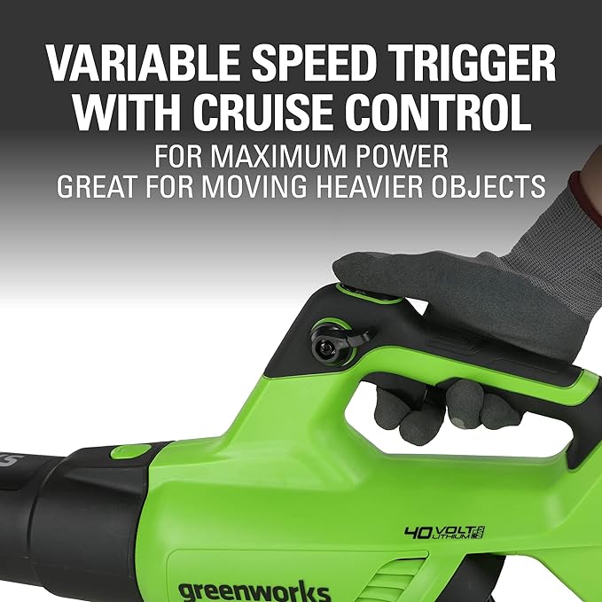 Greenworks 40V (120 MPH / 500 CFM / 75+ Compatible Tools) Cordless Axial Leaf Blower, 2.5Ah Battery and Charger Included