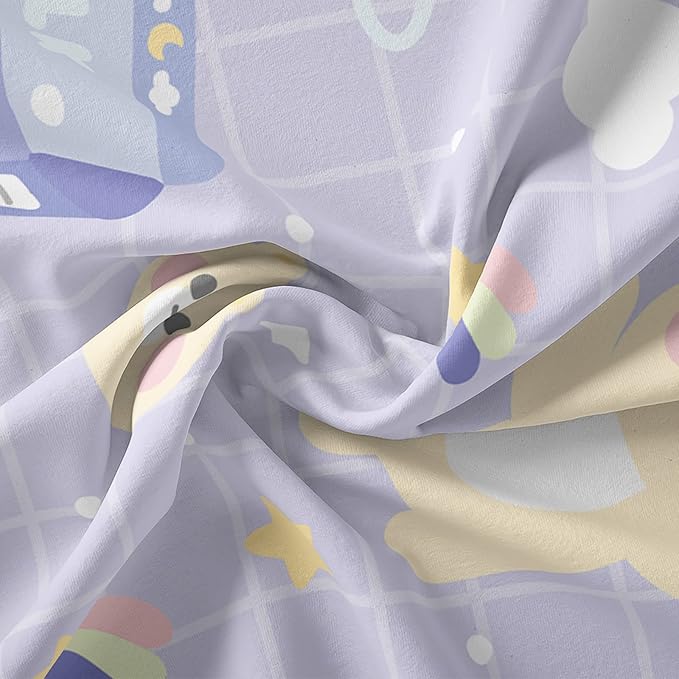 Bear Comforter King Size,Kawaii Comforter Set for Kids Teens Girls,3Pcs Bedding Set Printed Comforter with 2 Pillowcases,Down Alternative,Soft and Lightweight(Purple，King Size)