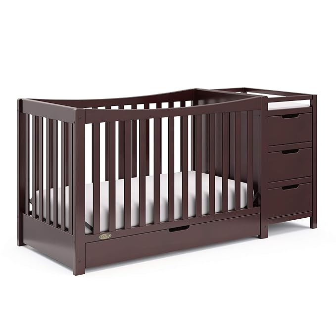 Graco Remi 4-In-1 Convertible Crib & Changer With Drawer (Espresso) – GREENGUARD Gold Certified, Crib And Changing-Table Combo, Includes Changing Pad, Converts To Toddler Bed, Full-Size Bed