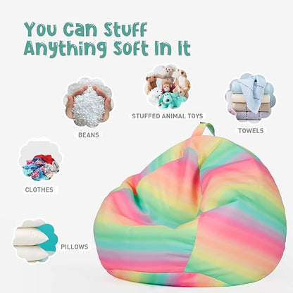Nobildonna Stuffed Animal Storage Bean Bag Chair Cover Only for Kids Girls Toddler, Large Beanbag Chair without Filling for Organizing Children Soft Plush Toys