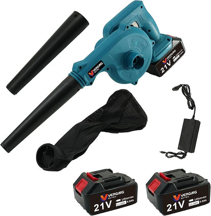 Electric Cordless Leaf Blower 21V, Leaf blower Dual Function Blowing and Vacuuming, with 2 x 4.0AH High Capacity Batteries, Leaf Blower Cordless Effortlessly Clears Blowers for Lawn Care