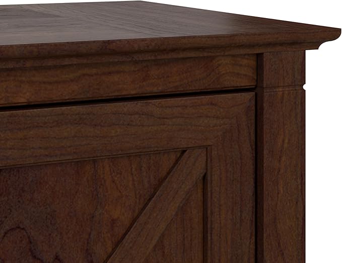 Bush Business Furniture Key West Secretary Desk with Keyboard Tray and Storage Cabinet, 30W x 20D, Bing Cherry