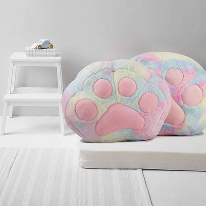 Stuffed Animal Storage Bean Bag Chair Cover for Kids Tie Dye Cat's Paw Bean Bag Cushion for Girls Medium Size Toy Organizer Cover Only Without Filling
