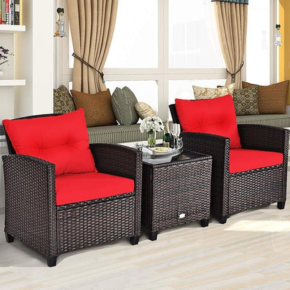 3 PCS Patio Furniture Set, OneSize, Red