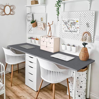 Kaboon Universal Tabletop 59.1"x23.62", Solid One-Piece Melamine Table Top, Double Desk L-Desk DIY, Home and Office Countertop, Greylish Blue