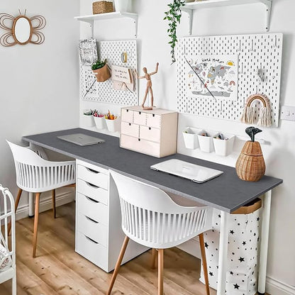 Kaboon Universal Tabletop 55"x27.5", Solid One-Piece Melamine Table Top, Double Desk L-Desk DIY, Home and Office Countertop, Greylish Blue