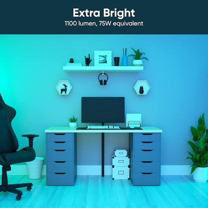Wyze Bulb Color, 1100 Lumen WiFi RGB and Tunable White A19 Smart Bulb, Works with Alexa and Google Assistant, Four-Pack