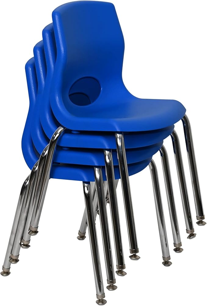Angeles H, Blue with Chrome Legs, 4 Pack MyPosture Children's Chair, 14-inch