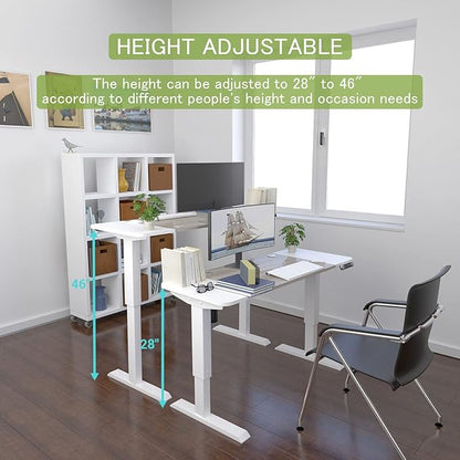 Standing Desk Adjustable Height Desk,63x30Inches, Stand Up Desk Table for Home Office, Home Office Computer Desk,Memory Preset,Height adjustments from 28" to 46" White&Oak