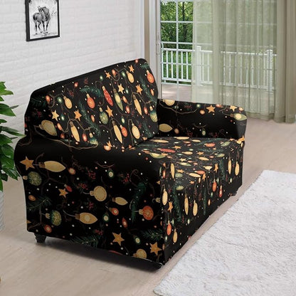 FKELYI Christmas Lights Sofa Furniture Protector with Elastic Bottom Easy Going Stretch Sofa Slipcover for Indoor Non-Slip Sofa Couch Cover M