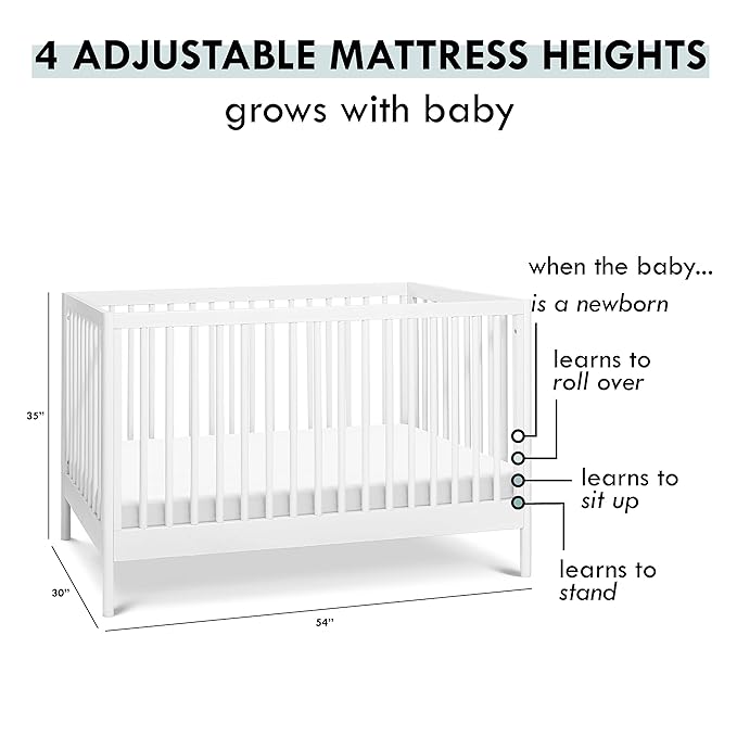 DaVinci Birdie 3-in-1 Convertible Crib, White, Easy Assemble, Greenguard Gold Certified