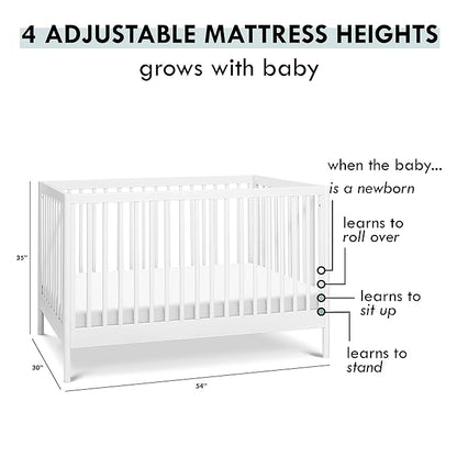 DaVinci Birdie 3-in-1 Convertible Crib, White, Easy Assemble, Greenguard Gold Certified