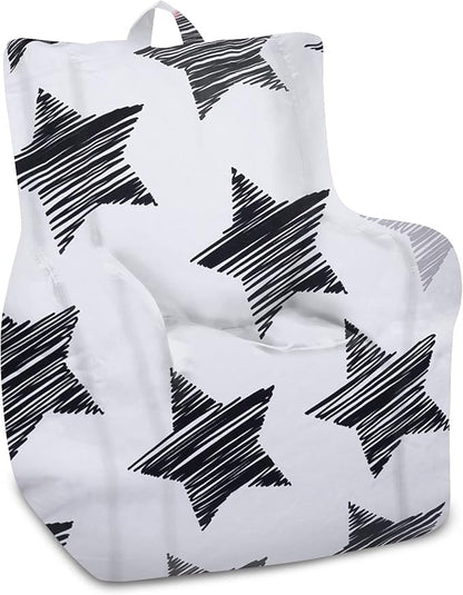 Posh Creations Structured Comfy Bean Bag Chair for Gaming, Reading, and Watching TV, Pasadena Chair, Canvas - Sketchy Stars
