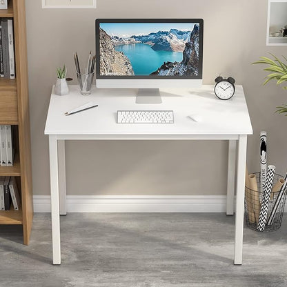 SogesGame Small Computer Desk, 39.4 inches Small Office Desk Computer Table Study Writing Desk Workstation for Home Office,White