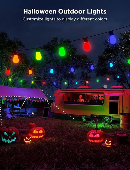 Govee Smart Outdoor String Lights H7021, RGBIC Warm White 96ft (2 Ropes of 48ft) LED Bulbs for Halloween Decorations, Christmas, WiFi Patio Lights Work with Alexa, Google, APP Control, IP65 Waterproof