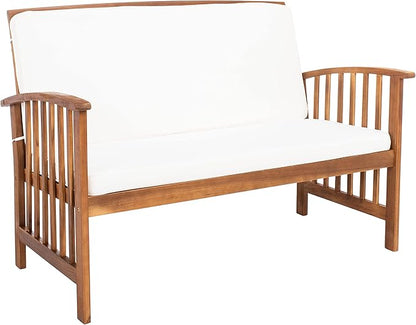 SAFAVIEH Outdoor Collection Rocklin Natural/ Beige 4-Piece Conversation Patio Set with Cushions