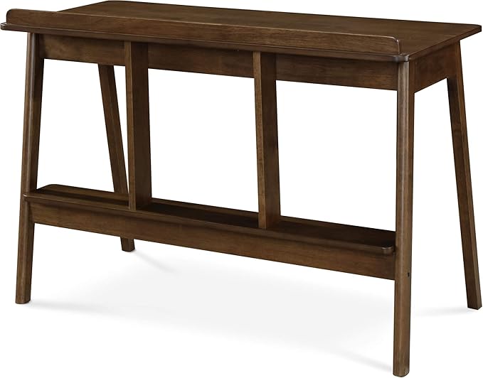 Finch Darren Home Office Drawer Mid Century Accent Desk, 43 Inch Wide Simple Modern Study Table, Walnut Brown