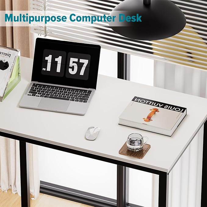 SINPAID Small Computer Desk 31.5 inches Desk for Small Spaces Sturdy Home Office Desk Modern Gaming Desk Study Writing Laptop Table, White Desk