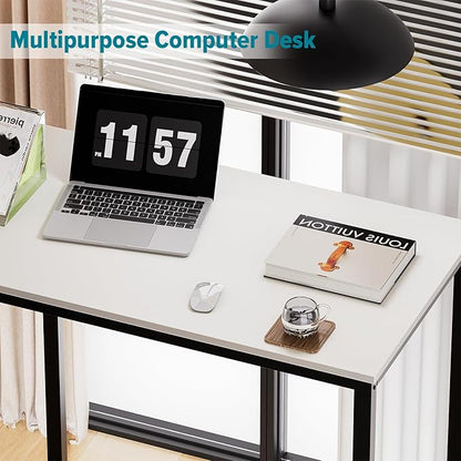 SINPAID Small Computer Desk 31.5 inches Desk for Small Spaces Sturdy Home Office Desk Modern Gaming Desk Study Writing Laptop Table, White Desk