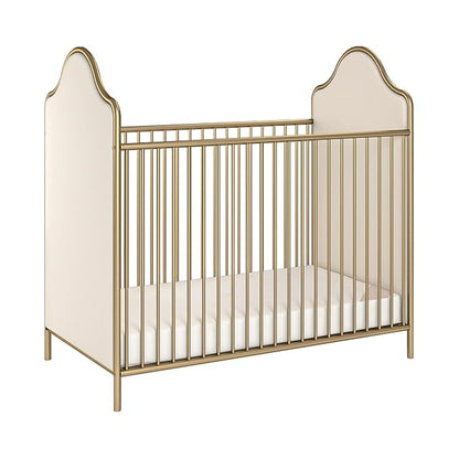Little Seeds Piper Upholstered Metal Crib, Gold