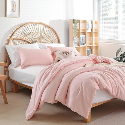 Blush Pink Full Bed Comforter Set Full Size Comforter Modern 3PCS Microfiber Full Size Comforter Sets for All Season Comforter for Women and Girls Soft Lightweight Bed Comforter Set