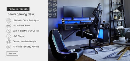 Signature Design by Ashley Barolli Home Office Gaming Desk with Multiuple LED Back Lights, Grayish Brown