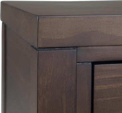 SIMPLIHOME Hollander SOLID WOOD 60 inch Wide Wide Console Sofa Entryway Table in Warm Walnut Brown with Storage, 3 Drawers , for the Living Room, Entryway and Bedroom